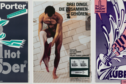Drei Plakate mit Kondomwerbung: 